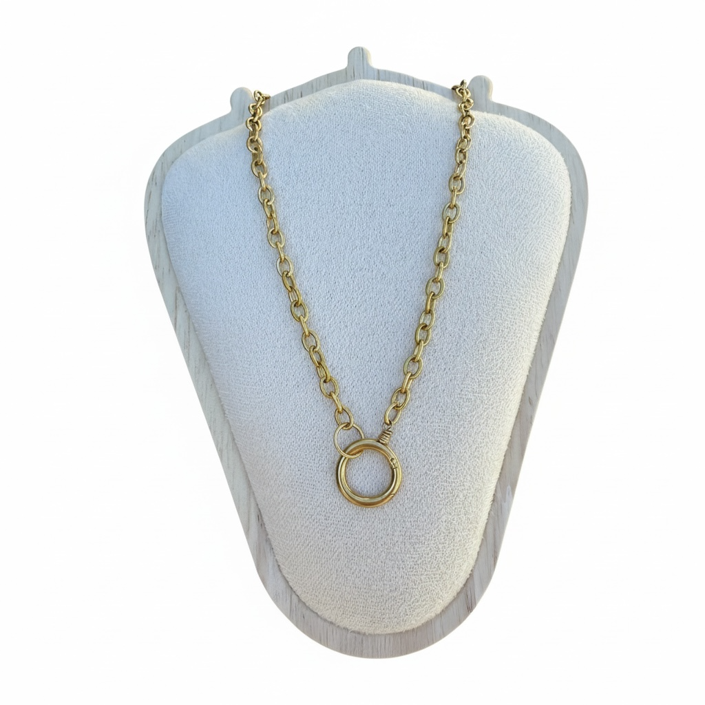 Coastal Loop Chain Necklace | Gold Link Circle Charm Chain